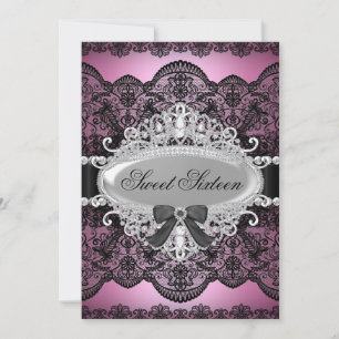 Invitation élégante rose et diamant noir pour Swee