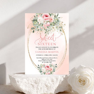 Invitation Élégante Rose et Or pour une Sweet Sixt