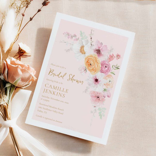 Invitation Élégante Rose Floral Douche nuptiale (Spring Floral Garden Bridal Shower Invitation)