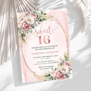 Invitation élégante Rose Gold Florale Eucalyptus S