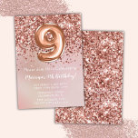 Invitation Élégante Rose Gold Kids Girl 9e fête d'anniversair<br><div class="desc">Elégante rose or 9ème anniversaire invitation pour une fille de 9 ans avec écriture de script élégante et des ballons de papier amusant.</div>