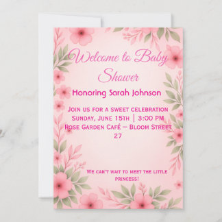 Invitation élégante rose pour baby shower