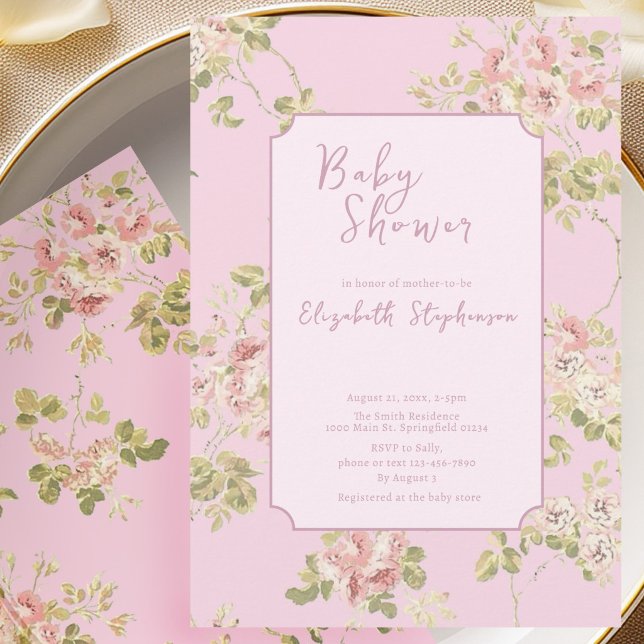 Invitation élégante rose pour Baby Shower (Créateur téléchargé)