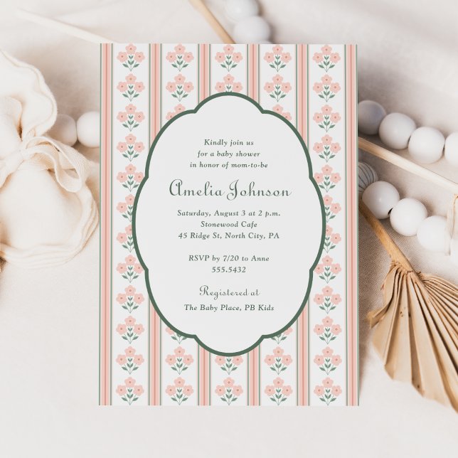 Invitation élégante rose pour baby shower (Créateur téléchargé)