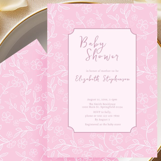 Invitation élégante rose pour la baby shower (Créateur téléchargé)