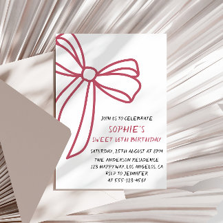 Invitation Élégante Rose pour les 16 Ans