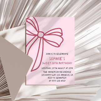 Invitation élégante rose pour un anniversaire Swee