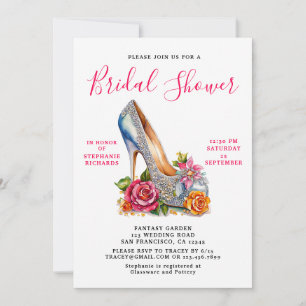 Invitation Elégante Rose rose Fête des mariées de chaussures 