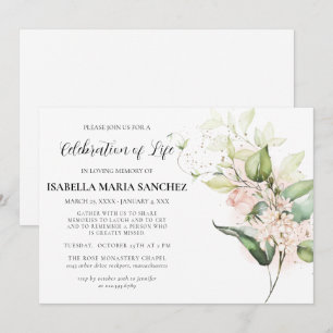 Invitation Élégante Rose rose Floral Célébration de la vie