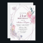 Invitation Élégante rose rose Géométrique 21e fête d'annivers<br><div class="desc">Elégant rose rose géométrique 21e anniversaire Invitation de fête Voir la collection correspondante en magasin</div>