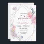 Invitation Élégante rose rose Géométrique 21e fête d'annivers<br><div class="desc">Elégant rose rose géométrique 21e anniversaire Invitation de fête Voir la collection correspondante en magasin</div>