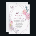 Invitation Élégante rose rose Géométrique 60e fête d'annivers<br><div class="desc">Elégant rose rose géométrique 60e anniversaire Invitation de fête Voir la collection correspondante en magasin</div>
