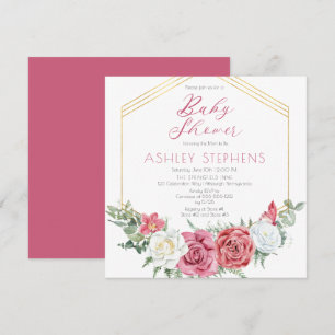 Invitation Élégante rose rose Gold Frame Girl Baby shower