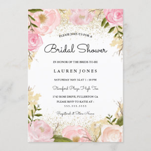 Invitation Élégante Rose Rose nuptiale douche