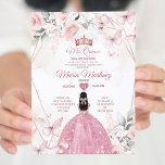 Invitation Elégante Rose Rose Or Floral Princess Mis Quince<br><div class="desc">Elégant Rose Rose Or Floral Princess Mis Quince Invitation Mis Quince 15 Anos,  16e anniversaire, </div>