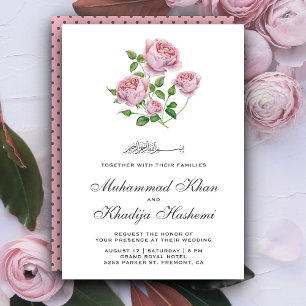 Invitation Élégante rose rose Roses Mariage musulman islamiqu
