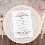 Invitation Élégante rose Roses Feminine 60e fête d'anniversai<br><div class="desc">Une belle invitation féminine avec des roses pastel rose aquarelle et verdure, cette séduisante invitation de fête du 60e anniversaire donne le ton d'une belle fête. Personnalisez le modèle de texte avec les détails de votre événement. Vous pouvez utiliser cette invitation pour n'importe quel âge en modifiant l'âge dans le...</div>