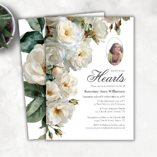 Invitation Élégante Roses Blanches Pour toujours Dans nos Coe