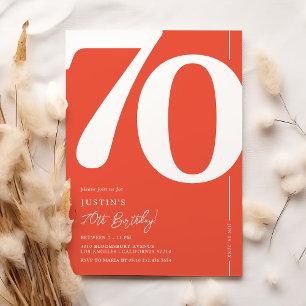 Invitation élégante rouge pour 70e anniversaire