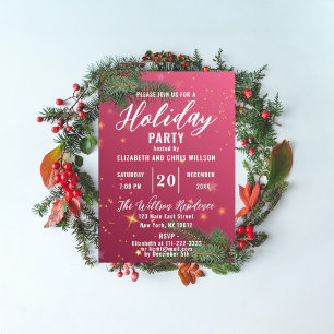 Invitation élégante rouge pour la fête de Noël