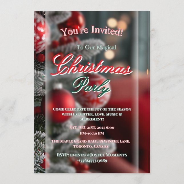 Invitation élégante rouge pour une soirée de Noël (Devant)