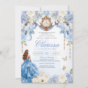 Invitation Élégante Royal Princess Light Blue Sweet 16