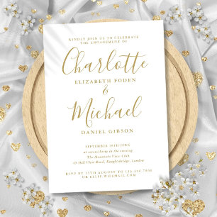 Invitation Elégante Signature Gold Script Engagement Party