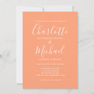 Invitation Élégante signature mariage pêche script