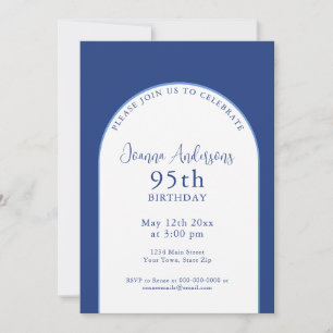Invitation Elégante Simple Blue 95th Birthday Party