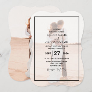 Invitation Élégante Simple Minimaliste Photo Mariage