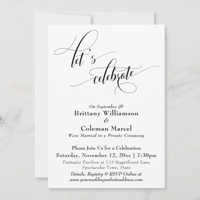Invitation Élégante Simple pour Célébrer en Noir e (Devant)