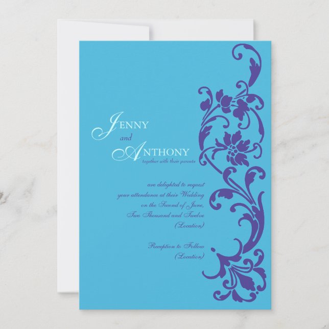 Invitation Élégante Simplicité DIY dans le ciel et le violet  (Devant)