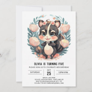 Invitation Elégante Skunk Fun Anniversaire
