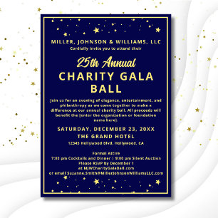 Invitation Elégante Société Charity Gala Ball Blue Gold