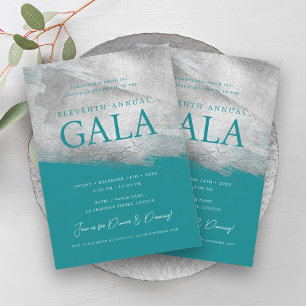 Invitation Elégante société GALA Silver Brush Turquoise