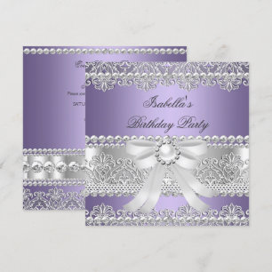 Invitation Élégante Soeur violette Diamant Perle Anniversaire