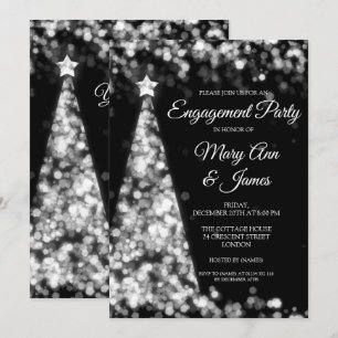 Invitation Élégante Soie Noir Noël
