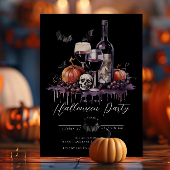 Invitation Élégante soirée Cocktail Halloween (Créateur téléchargé)
