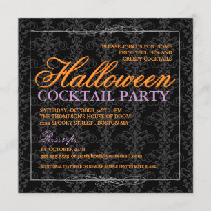 Invitation Élégante soirée Cocktail Halloween en dentelle noi
