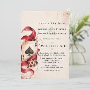 Invitation Élégante soirée de casino à l'aquarelle Mariage bo