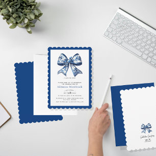 Invitation Élégante soirée de graduation tendance Blue Floral