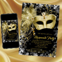 Élégante soirée de masquerade Black Gold Glitter