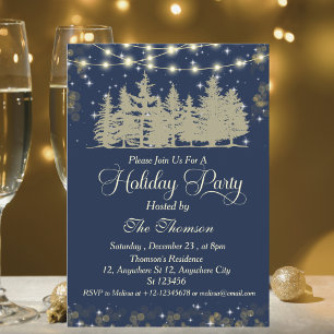 Invitation Élégante Soirée d'hiver dorée