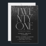 Invitation Élégante Soirée Noire 21e Anniversaire<br><div class="desc">Invitation minimaliste moderne 21ème anniversaire avec design simple avec élégante typographie chic.</div>