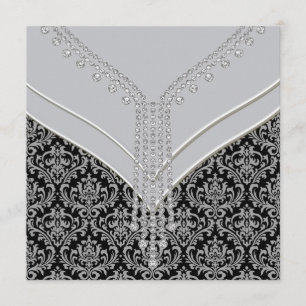Invitation Élégante soirée noire Damask