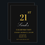 Invitation Élégante Soirée Noire & Or 21e Anniversaire<br><div class="desc">Élégant Black & Gold 21e anniversaire Invitation de fête</div>
