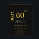 Invitation Élégante Soirée Noire & Or 60e Anniversaire<br><div class="desc">Élégant Black & Gold 60e anniversaire Invitation de fête</div>