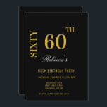Invitation Élégante Soirée Noire & Or 60e Anniversaire<br><div class="desc">Élégant Black & Gold 60e anniversaire Invitation de fête</div>