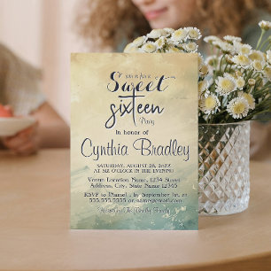 Invitation Elégante Soirée Sweet sixteen Beige Vert