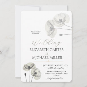 Invitation Élégante Suite de Mariage Minimaliste aux Pavots N